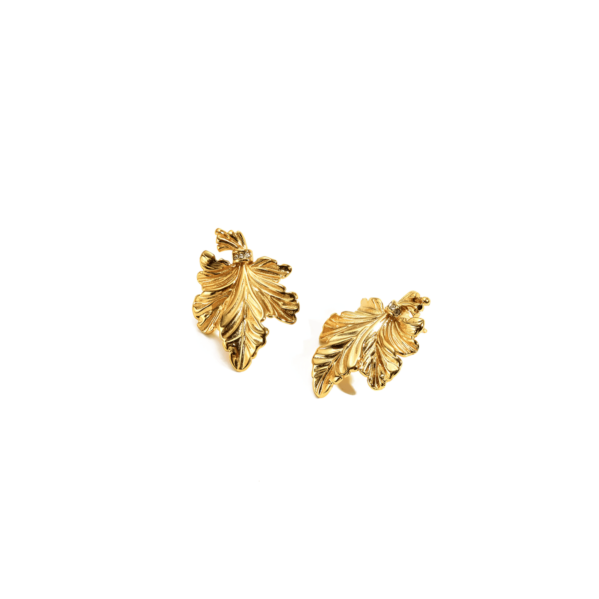 Gilded Maple Leaf Stud Earrings