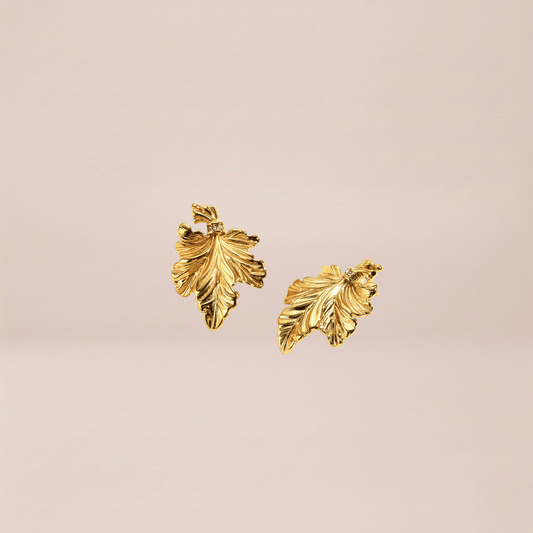 Gilded Maple Leaf Stud Earrings