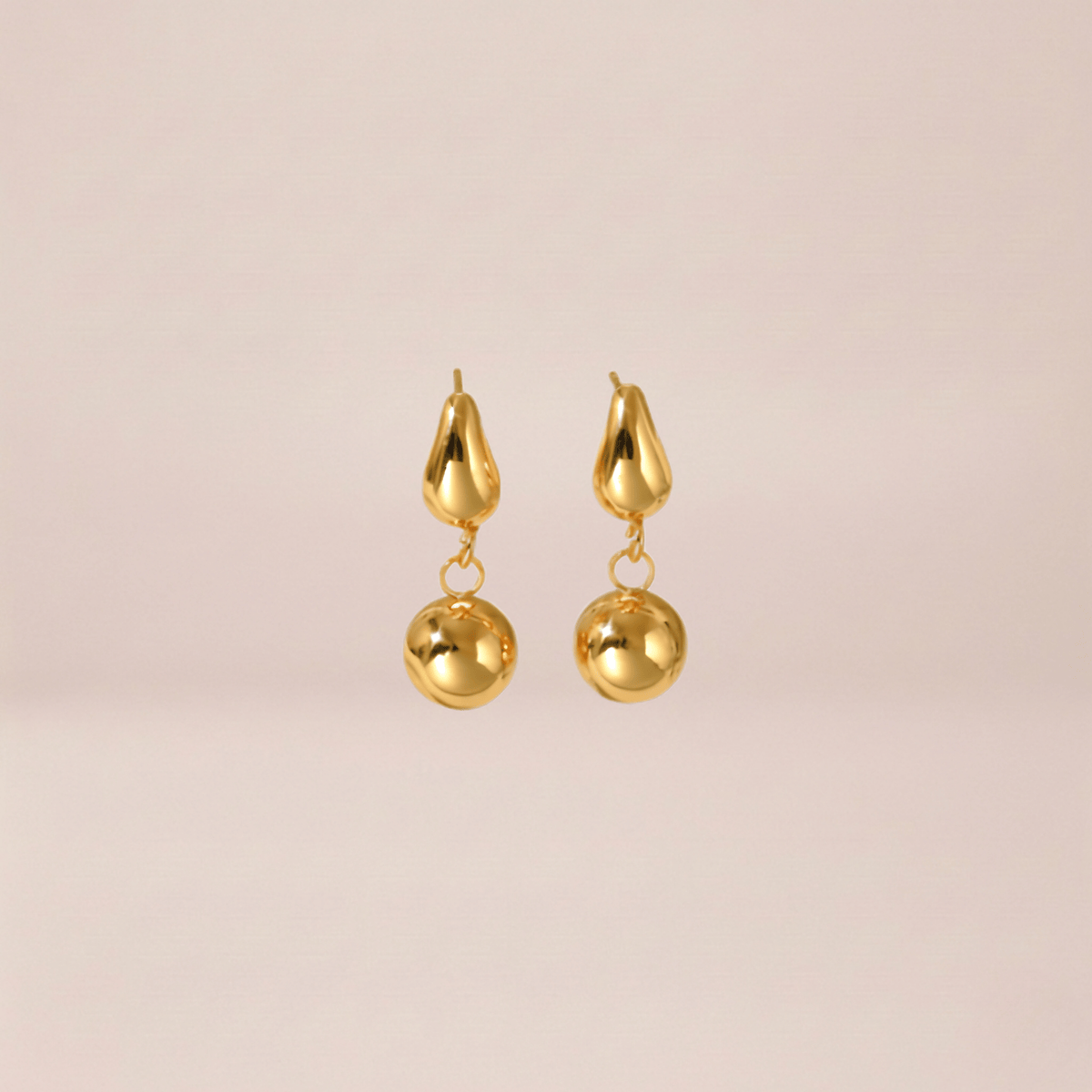 Golden Drop &amp; Sphere Earrings