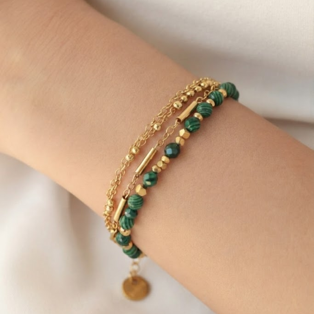 The Verdant Malachite Layered Bracelet