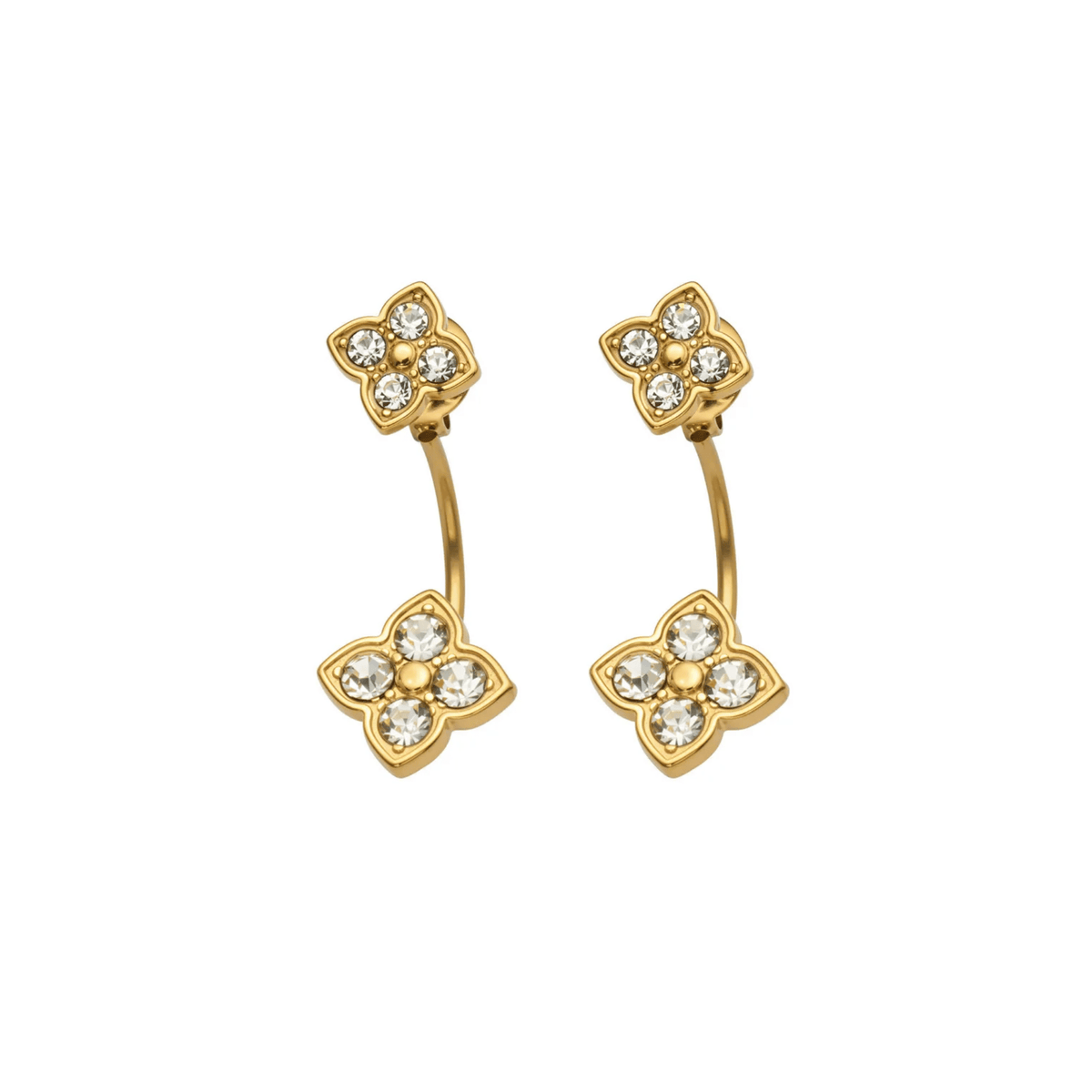 Crystal Clover Jacket Earrings