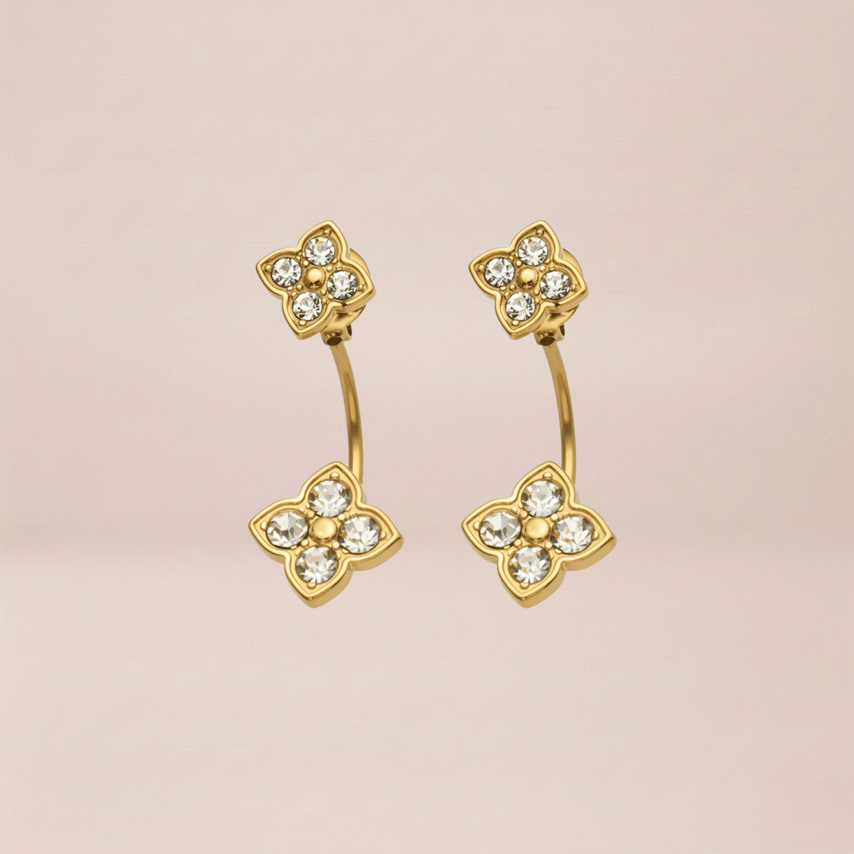 Crystal Clover Jacket Earrings