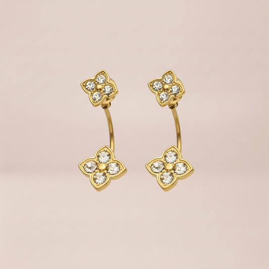 Crystal Clover Jacket Earrings