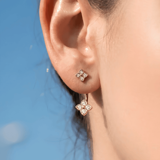 Crystal Clover Jacket Earrings