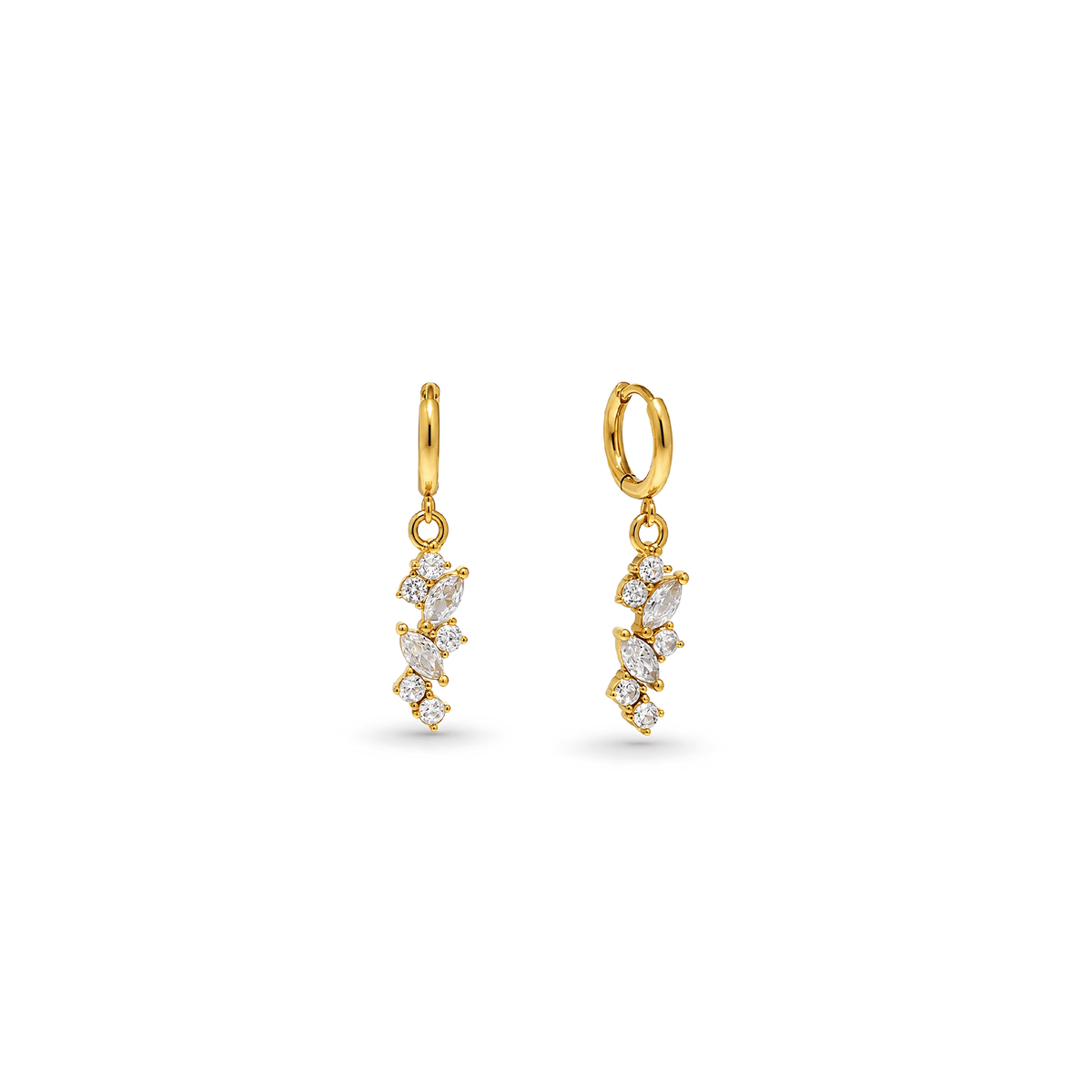 Crystal Cluster Huggie Drop Earrings