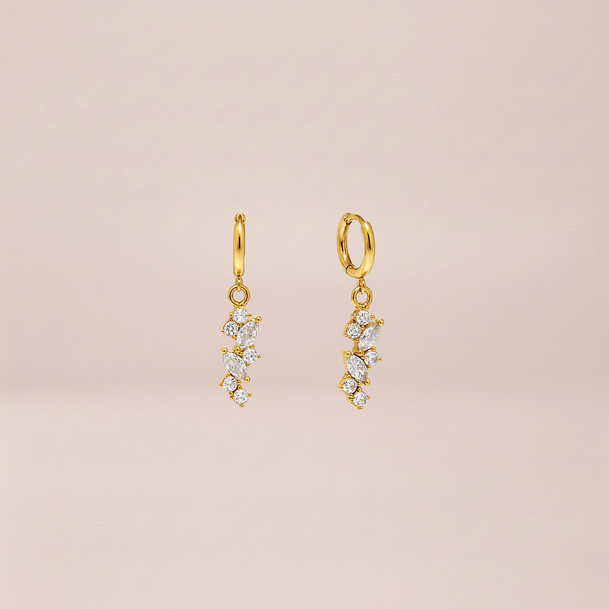 Crystal Cluster Huggie Drop Earrings