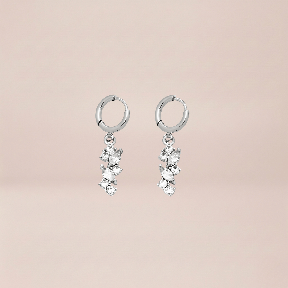 Crystal Cluster Huggie Drop Earrings