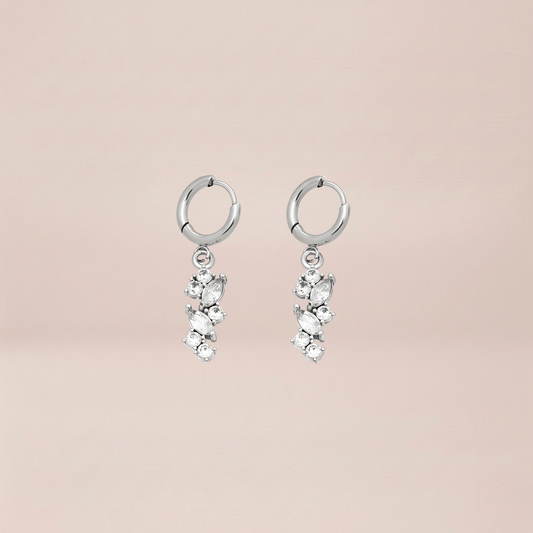 Crystal Cluster Huggie Drop Earrings