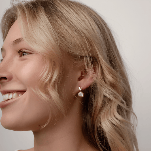 Mother-of-Pearl Geometric Drop Earrings