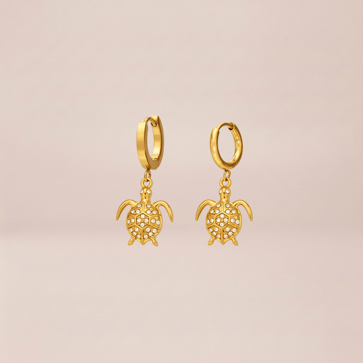 Crystal Turtle Huggie Drop Earrings
