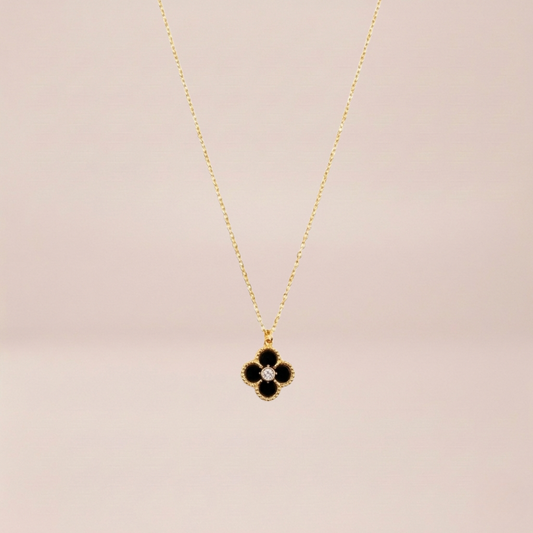 Noir Quatrefoil Necklace