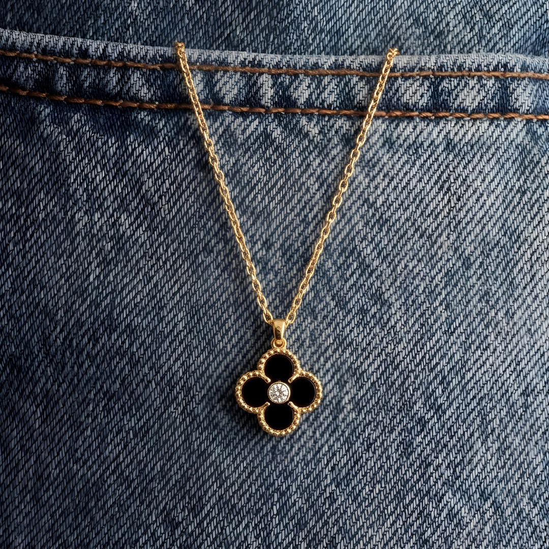 Noir Quatrefoil Necklace
