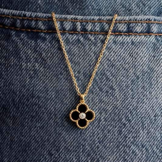 Noir Quatrefoil Necklace