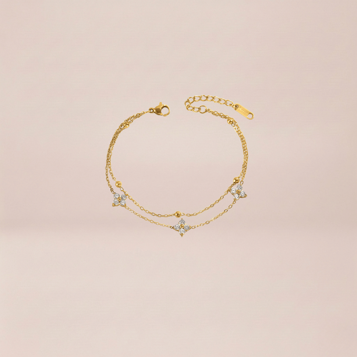 Crystal Clover Double-Strand Bracelet