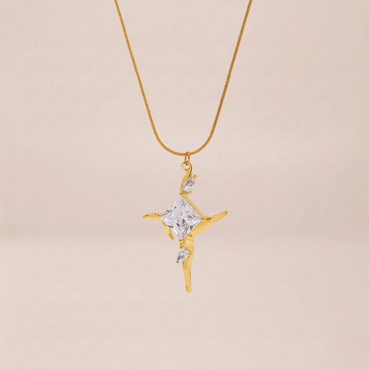 Solitaire Cross Pendant Necklace