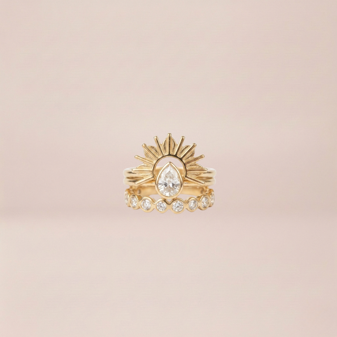 Sunburst Pearl Ring Set