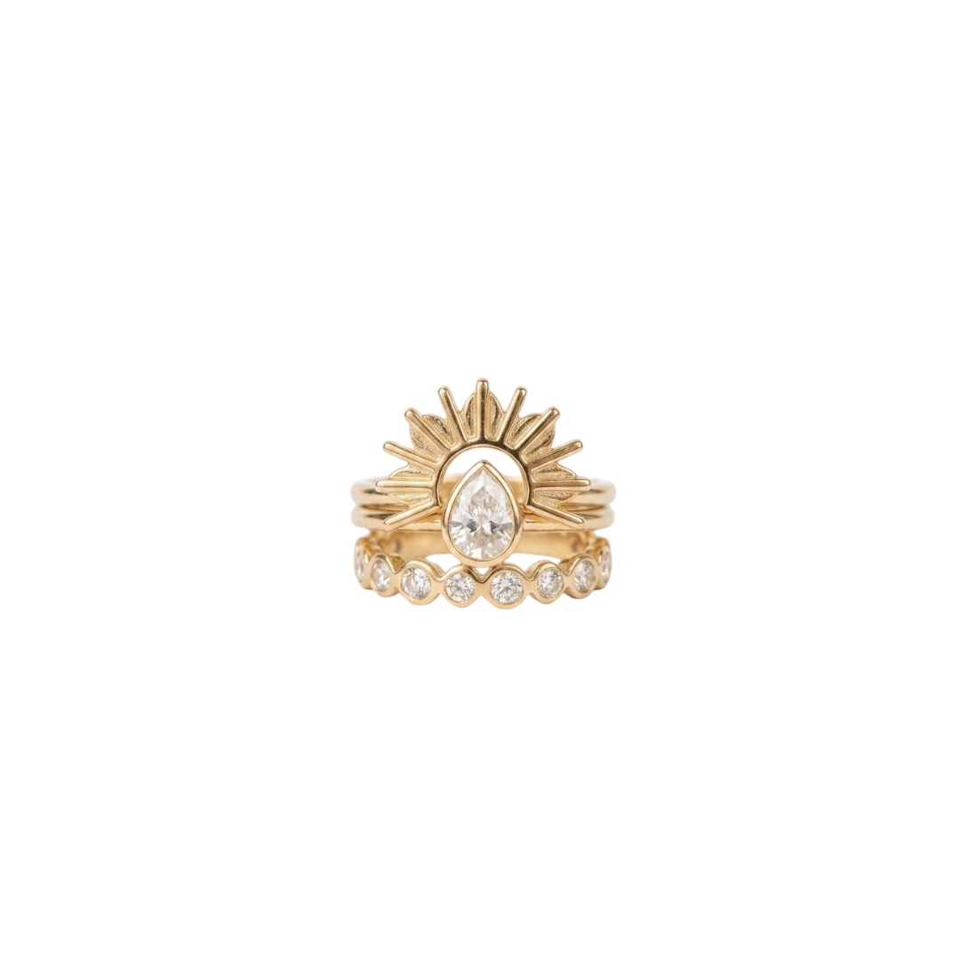 Sunburst Pearl Ring Set