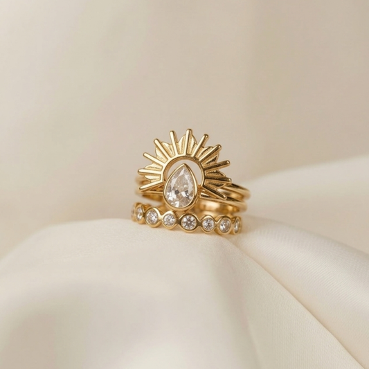 Sunburst Pearl Ring Set