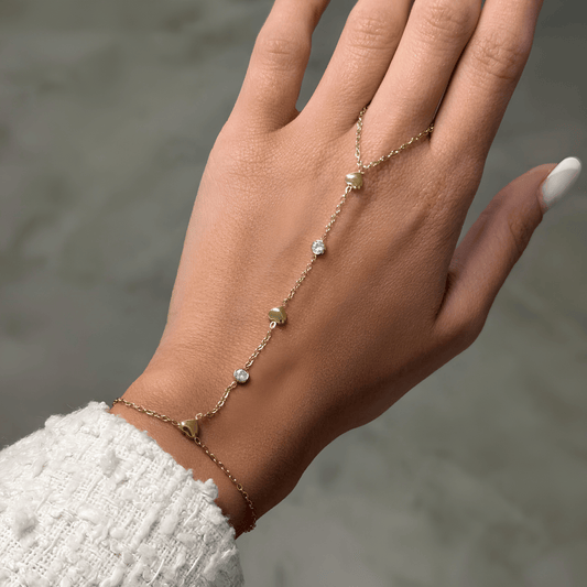 Crystal Heart Hand Chain Bracelet