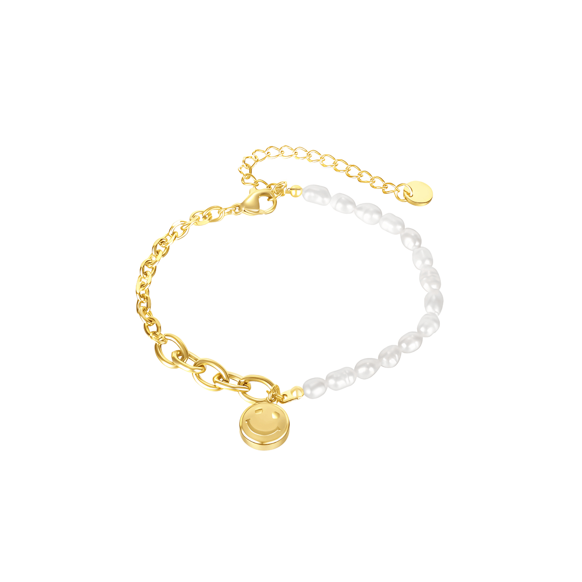 Smiley Pearl Half-Chain Bracelet