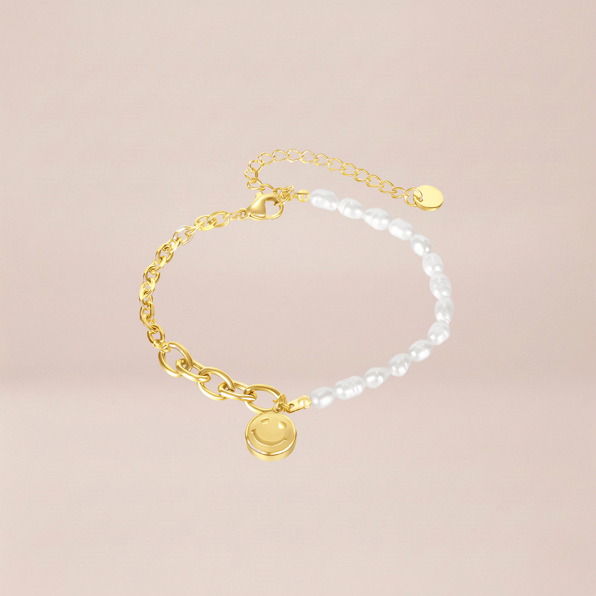Smiley Pearl Half-Chain Bracelet