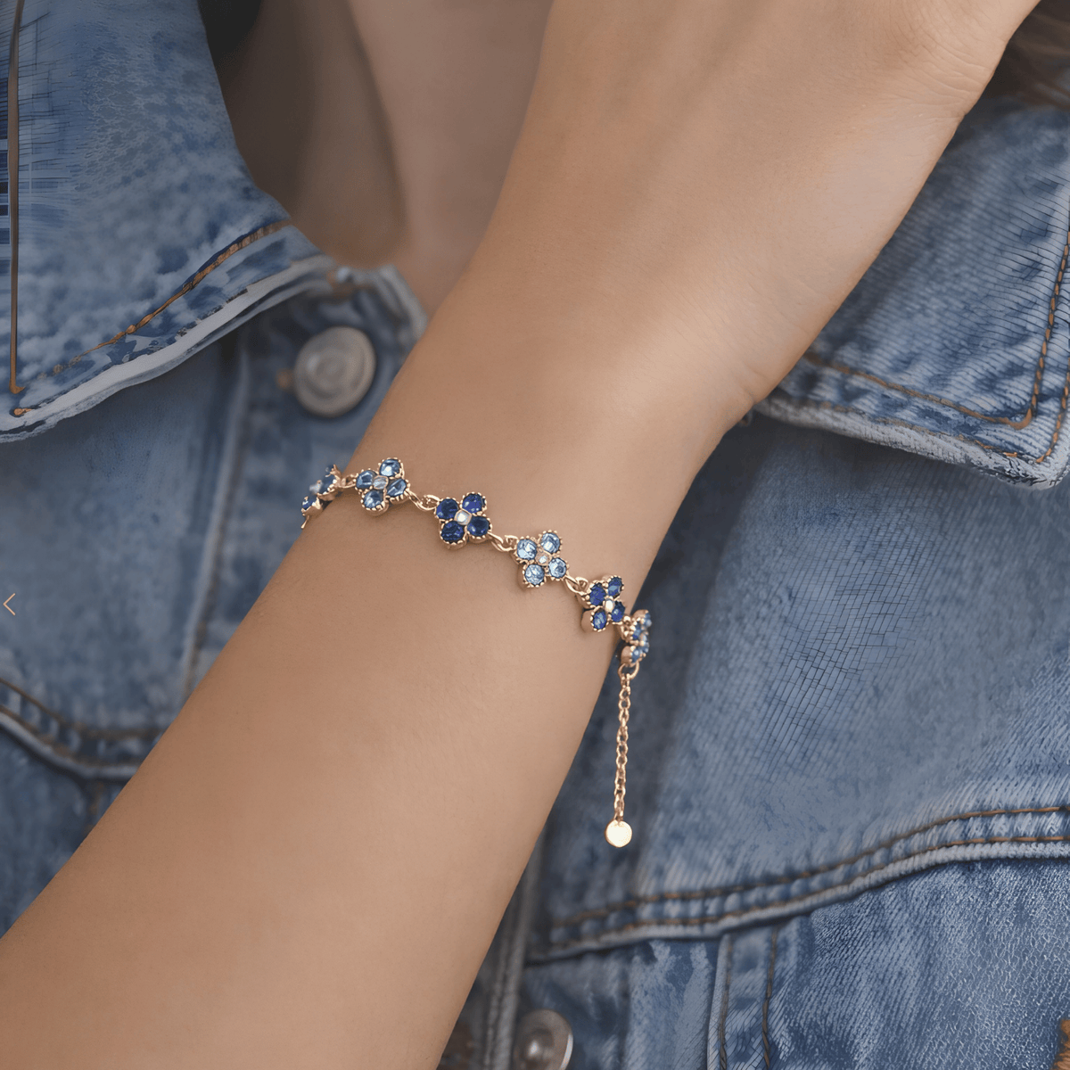 Crystal Clover Gradient Link Bracelet