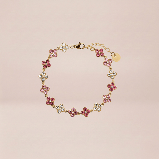 Crystal Clover Gradient Link Bracelet