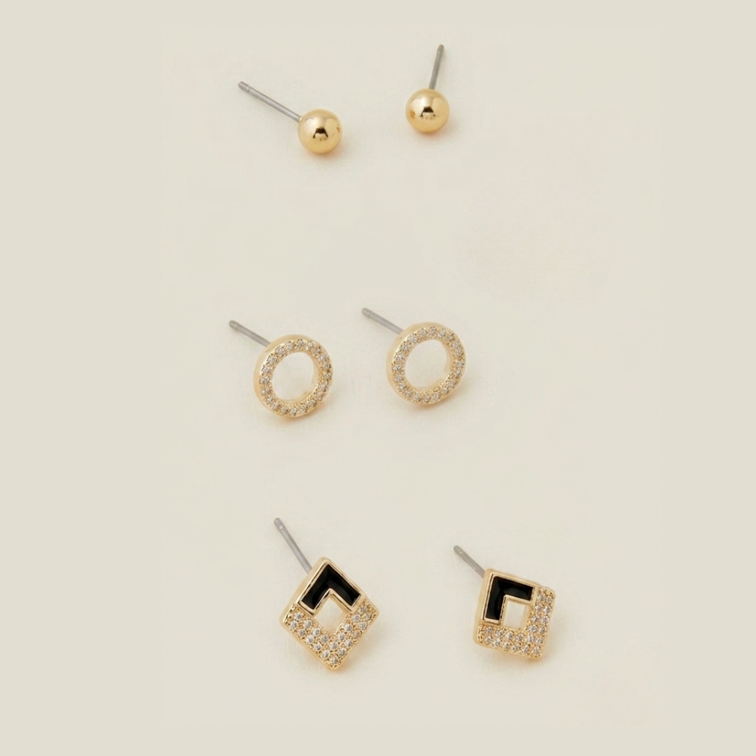 3-Pack Knot Stud Earrings