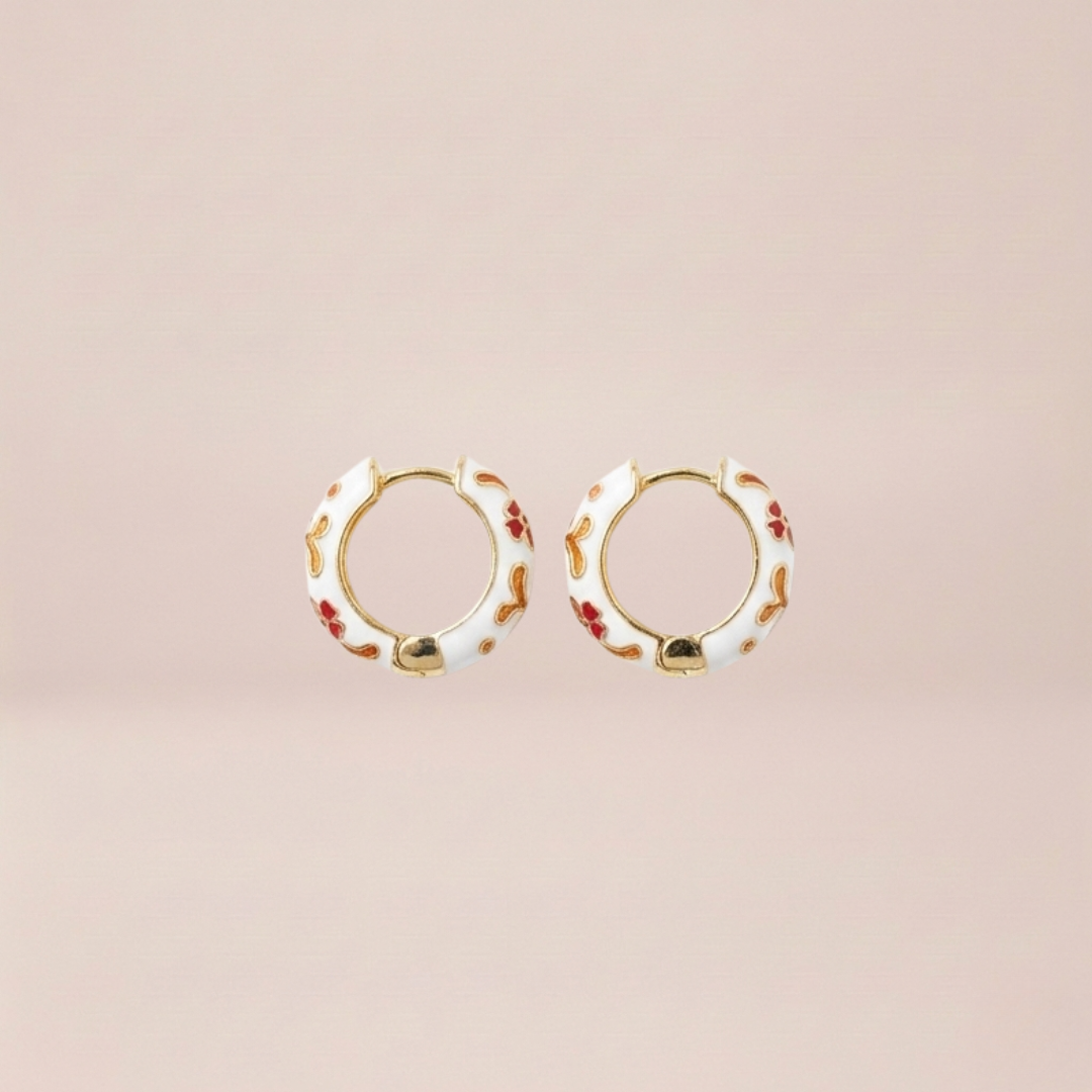 Enamel Dot Huggie Hoops