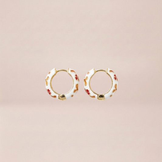 Enamel Dot Huggie Hoops