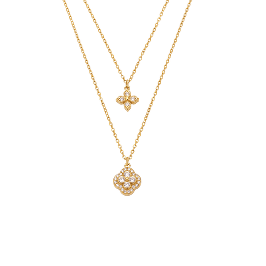 Crystal Clover Double-Strand Necklace