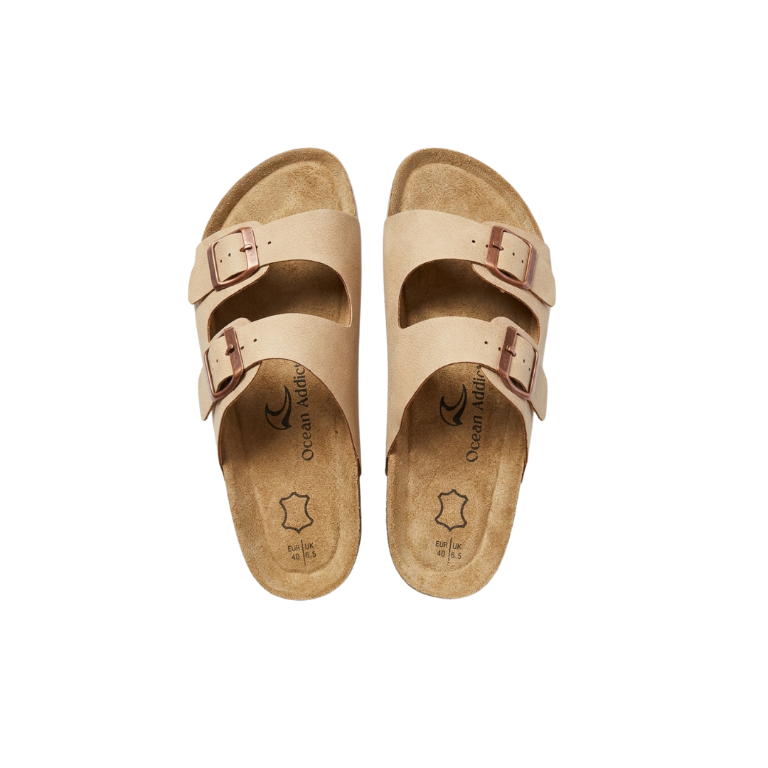 Beige Double Buckle Sandals