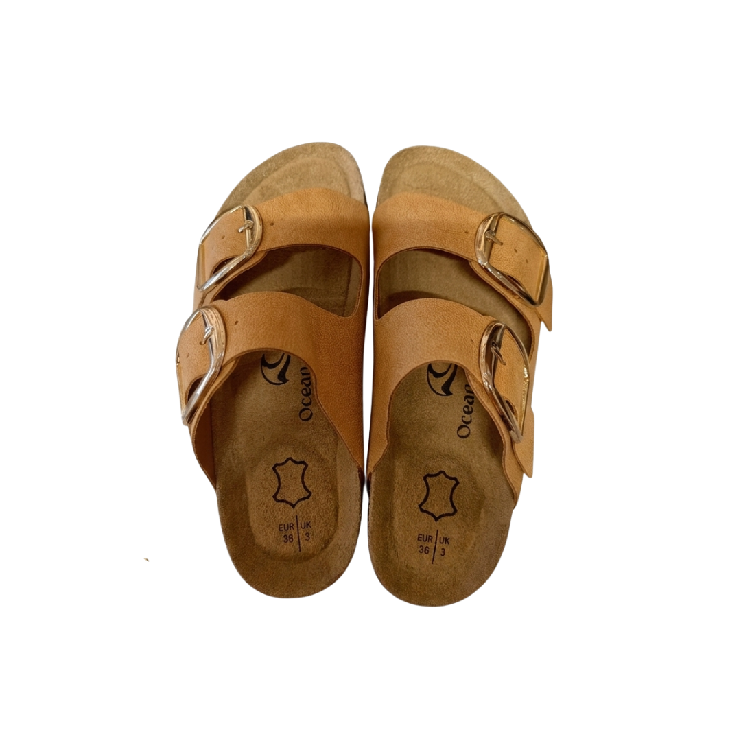Caramel Double Buckle Sandals