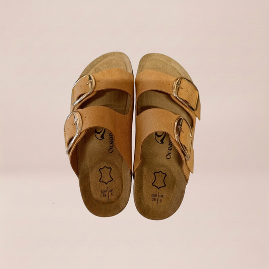 Caramel Double Buckle Sandals