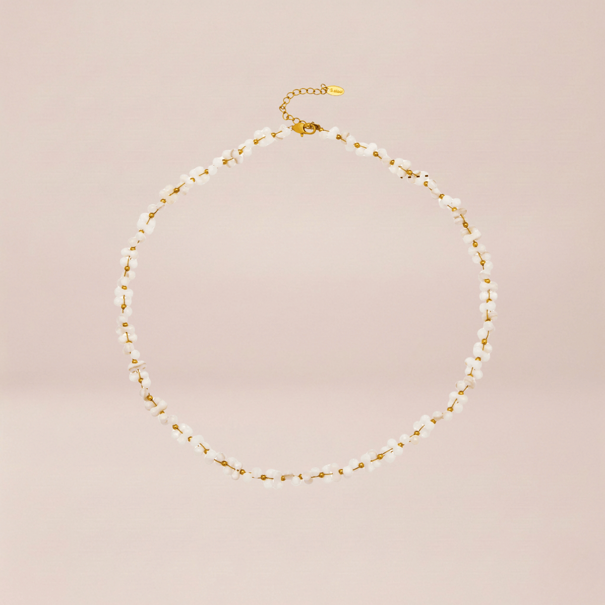 Mother-of-Pearl Floral Bead Necklace