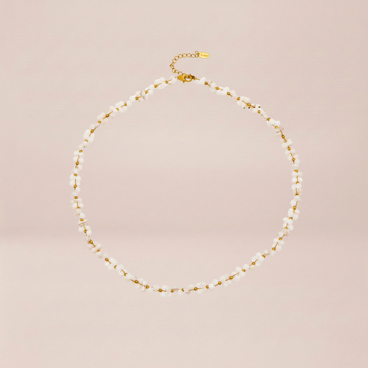Mother-of-Pearl Floral Bead Necklace