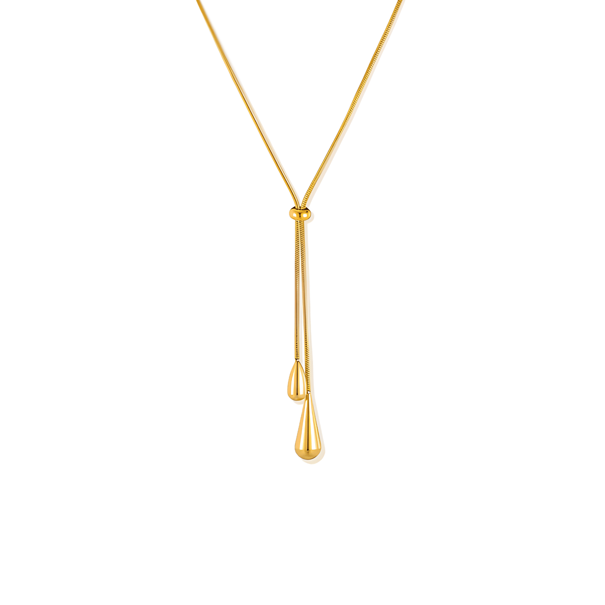 Dual Teardrop Lariat Necklace