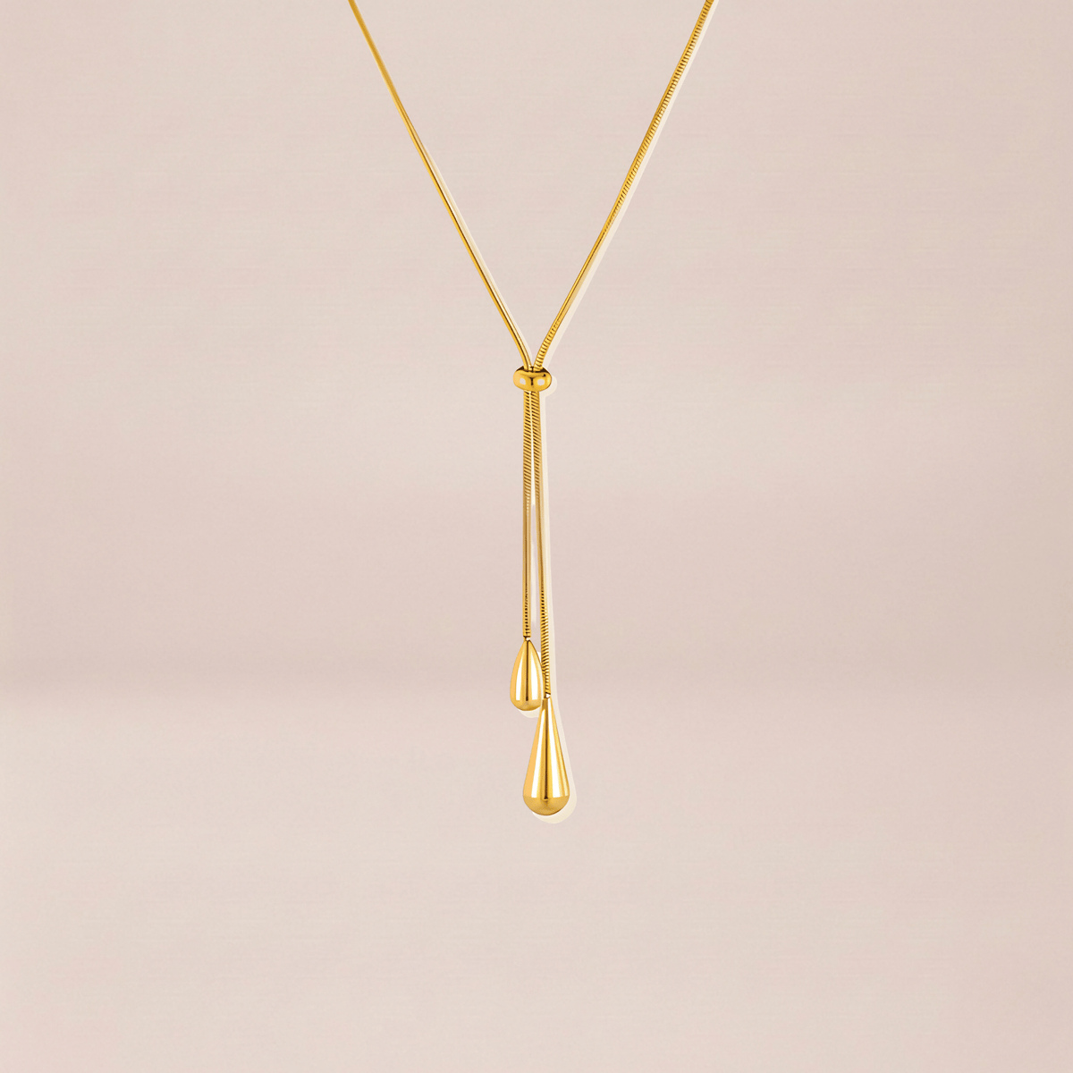 Dual Teardrop Lariat Necklace