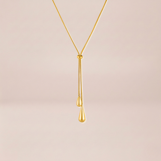 Dual Teardrop Lariat Necklace