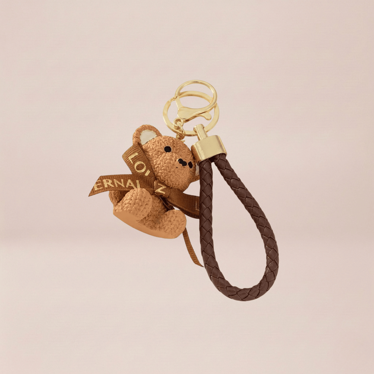 Plush Bear Ribbon Keychain