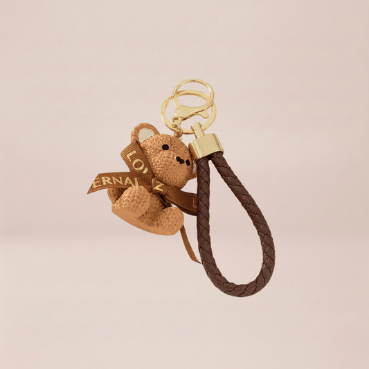 Plush Bear Ribbon Keychain