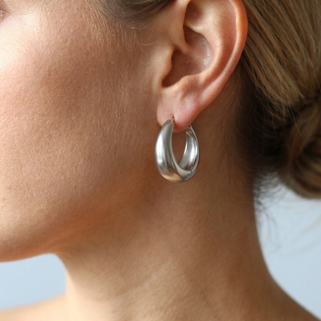The Luna Chunky Silver Hoop