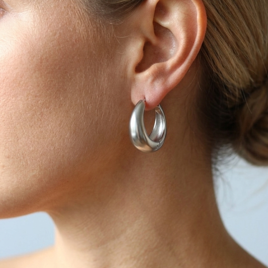 The Luna Chunky Silver Hoop