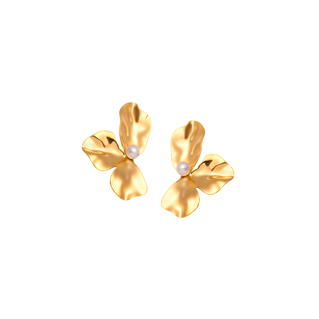 The Gilded Petal & Pearl Stud