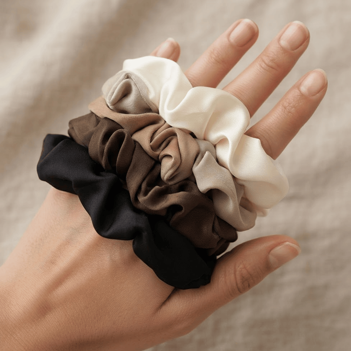 Neutral Silk Scrunchie Set