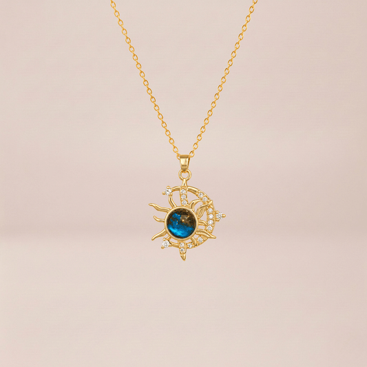 Celestial Sun & Moon Pendant Necklace