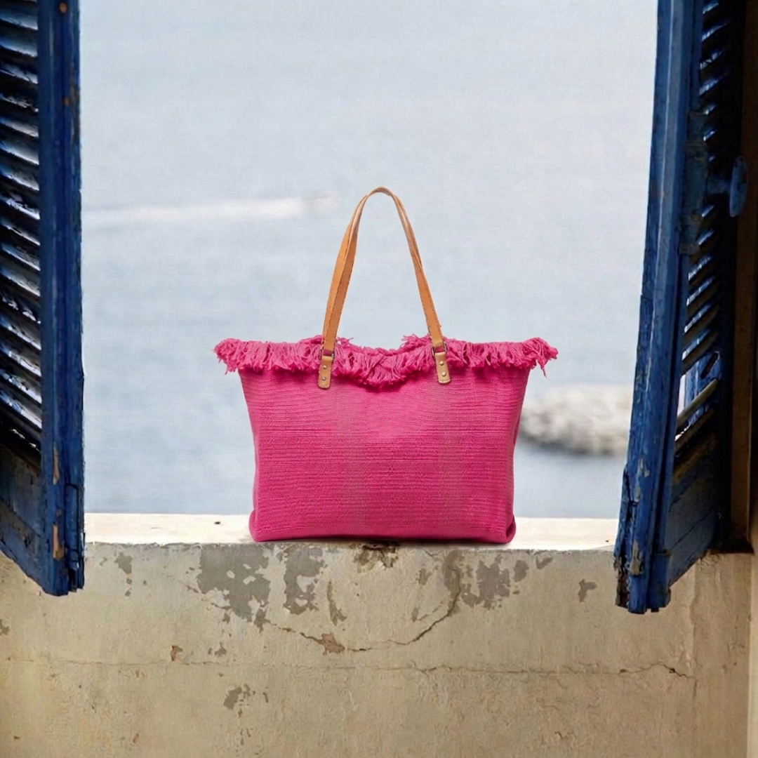 Vibrant Pink Fringe Tote