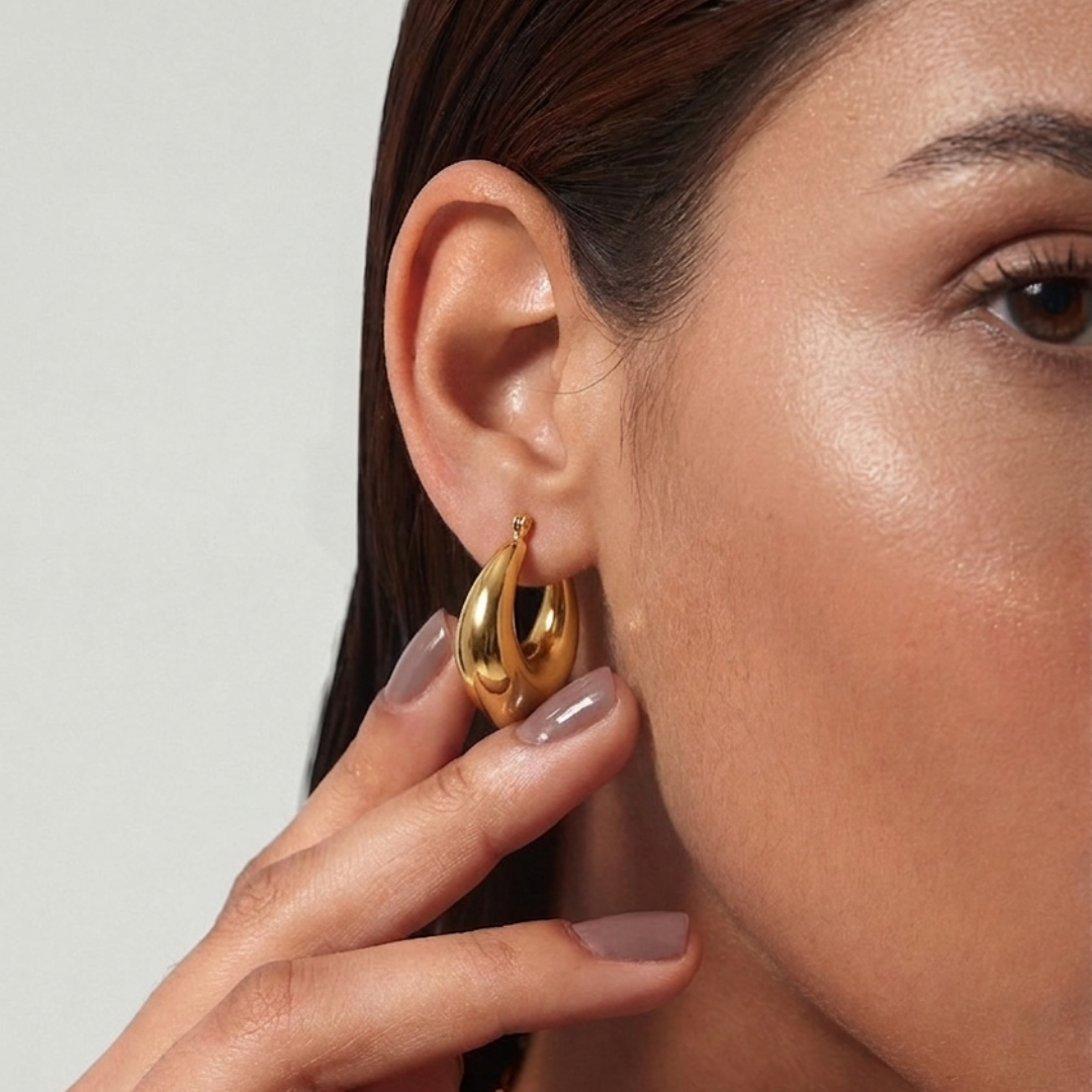 The Golden Teardrop Hoop