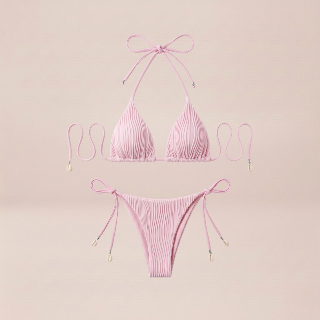 Crinkle Tie Pink Bikini