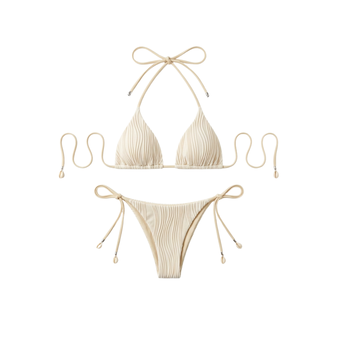 Crinkle Tie White Bikini